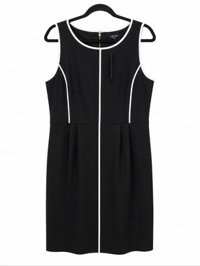 APT. 9 Black Sleeveless Dress White Trim XL Classic Work Office Shift Dress NWT